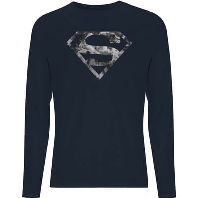 DC Originals Marble Superman Logo Men's Long Sleeve T-Shirt - Navy - M