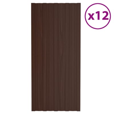 vidaXL - Dakpaneel - 12 - st - Bruin - 100 - x - 45 - cm - Verzinkt - staal