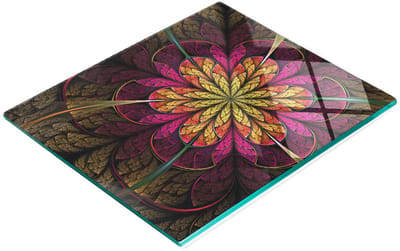 Glazen snijplank met fractale bloemmotieven 60x52 cm