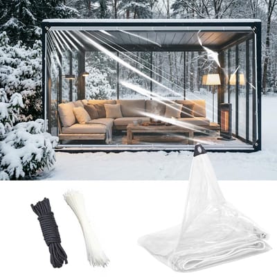 Dailygoods- PVC-vinyl-plane 6,6 × 9,8 ft - waterdichte/duurzame plane - scheurvaste kunststof - sneeuw/winddicht - ogen/versterkte randen - voor terras/veranda - Zeildoek