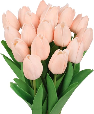 Kunstbloemen tulpen 12 stuks - latex - babyroze - perfect voor decoratie - SnelShoppen