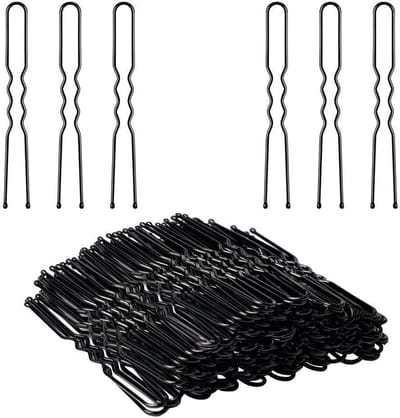 Daity 100 stuks - Schuifspeldjes - Onzichtbare golvende haarspeldjes - U-vormige haarspeldjesset - grote - stevige krulspeldjes voor vrouwen en balletbroodjes - zonder doos (2,4 inch, zwart)