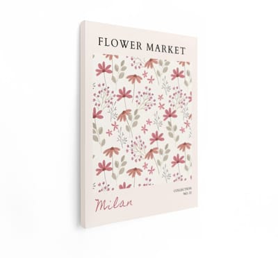 Artaza Canvas Schilderij Bloemen Poster Milan - 60x80 cm - Wanddecoratie Flower Market - Muurdecoratie Boho - Decoratie Woonkamer Roze