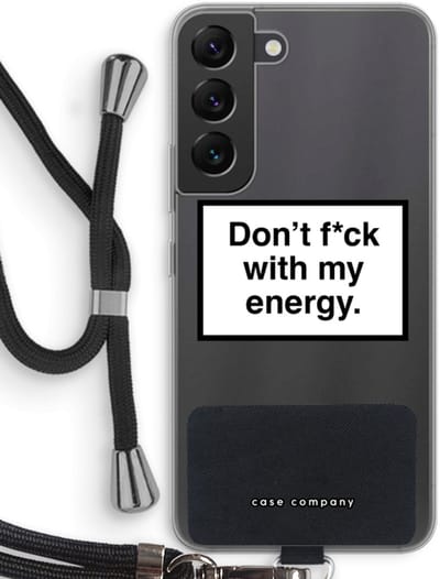 Case Company® - Hoesje met koord geschikt voor Samsung Galaxy S22 hoesje met Koord - My energy - Telefoonhoesje met Zwart Koord - Bescherming aan alle Kanten en Over de Schermrand