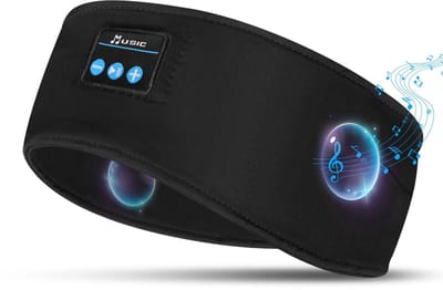 Allecto - Draadloze slaapkoptelefoon - Bluetooth 5.0 - Ultradunne HD-stereo - Zwart - Geschikt voor slapen - Sporthoofdband model