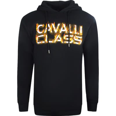 Cavalli Class Fire-logo zwarte hoodie