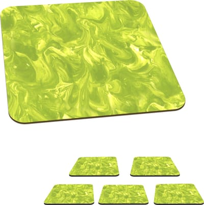 Onderzetters voor glazen - Groen - Marmer print - Verf - Design - 10x10 cm - Glasonderzetters - 6 stuks