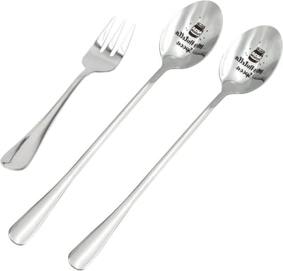 Gegraveerde 3-delige Lepels en Dessertvorken Set – Unieke Ontbijtaccessoires, Perfecte Cadeaus voor Nutella-liefhebbers, Ideaal voor Vrouwen en Vriendinnen