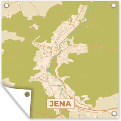 Tuin poster Plattegrond - Jena - Kaart - Stadskaart - Vintage - 200x200 cm - Tuindoek
