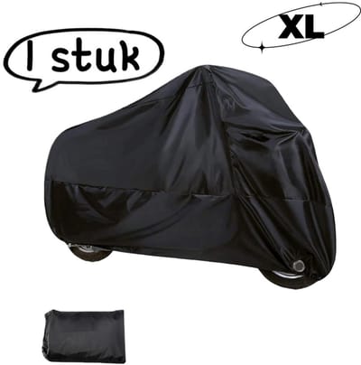 1 stuk - Motorhoes - Volledige dekking, regen- en zonbescherming, beschermhoes voor alle seizoenen - Past op de meeste motorfietsen en scooters - XL (230*95*125cm) - Zwart