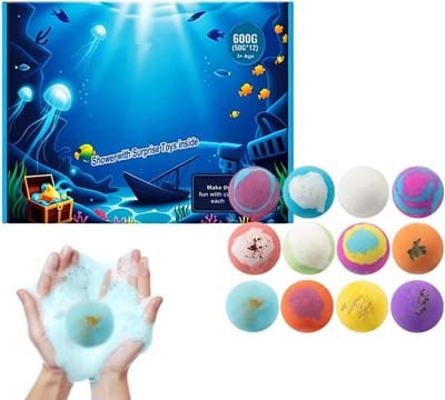 Bruisballen Set - Badparels Cadeau - Ontspannend Bad - Met Verborgen Speelgoed - 12 Stuks - Multi Color