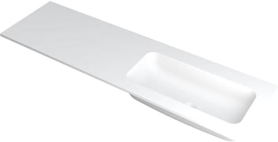 INK Faktor Wastafel Polystone Rechts Zonder Kraangat - 1600x450x15 mm - Mat Wit