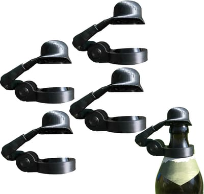 Bierflesdoppen - 4 stuks - Grappige bierfleshelm met een saluerende soldaat - 3D-Geprint - Feestflesdoppen - Feestaccessoires - Grappige Flesopener & Decoratieve Flesdop - Voor Feestjes, BBQ - Cadeau voor militaire liefhebbers, mannen, vaders - Zwart
