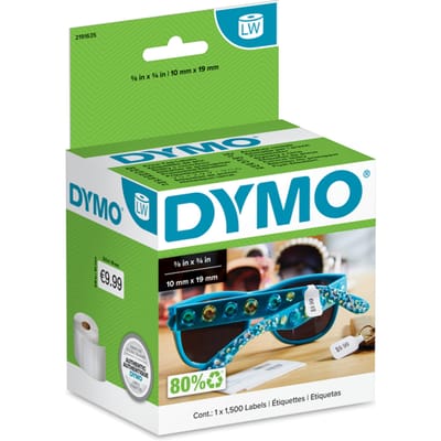 DYMO Authentieke LW 2-Up Prijskaartlabels | 10 mm x 19 mm | DYMO Labels voor LabelWriter-labelprinters | 1 rol met 1500 prijskaartstickers