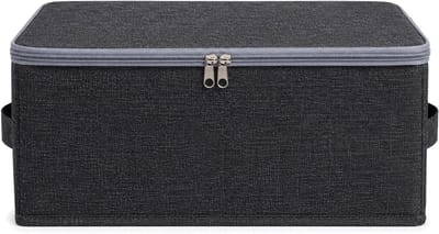 SnelShoppen - Opbergdoos met Deksel - Afsluitbaar en Opvouwbaar - Grijs Kationisch Polyester - Voor Kleding en Documenten - 30 x 20 x 14 cm