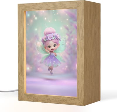 Nachtlampje 15x20 cm - Kinder lampje - Fee - Paars - Sprookje - Tafellamp kinderkamer - Slaapkamer lamp - Bedlamp kinderen - Kinderlampje stopcontact - Wandlamp babykamer - Nachtlampjes