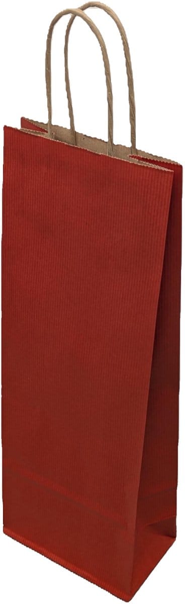 25 x Wijntas 14+8x39cm voor 1 Fles rood /Flestas papier / Cadeauverpakking /draagtas voor Fles/wijn / Fleszak · Fles zak /