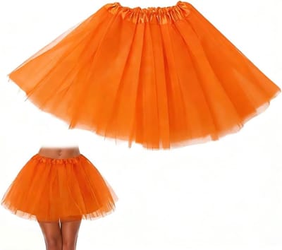 Elegante Tutu Rok voor Volwassenen met 3 Lagen Tulle - Perfect voor Halloween en Feestjes, 40 cm Oranje