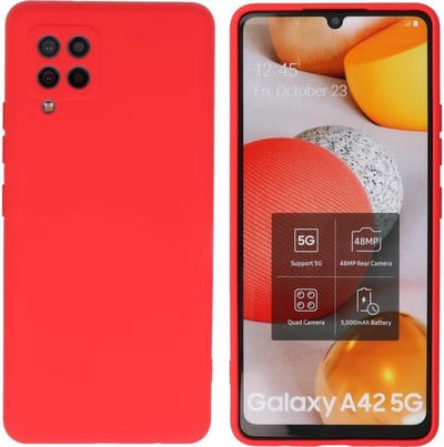 Hoesje Geschikt voor Samsung Galaxy A42 5G - Fashion Telefoonhoesje Backcover - Siliconen Hoesje - Rood
