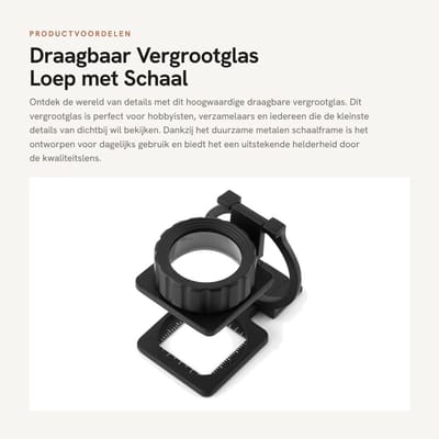 Dailygoods- Vergrootglas 15x Vergroting - Draagbaar - Opvouwbaar - Hoogwaardig - Zinklegering - Meten met Schaal - Loep