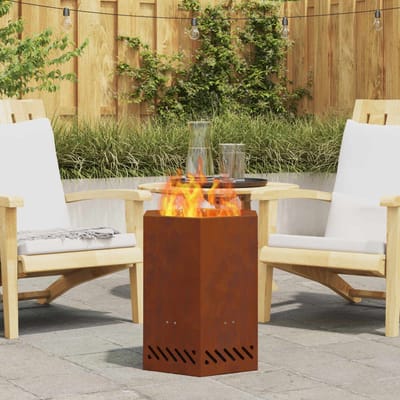 vidaXL - Rookvrije - vuurkom - Roestkleurig - 38 - x - 38 - x - 51 - cm - weervast - staal
