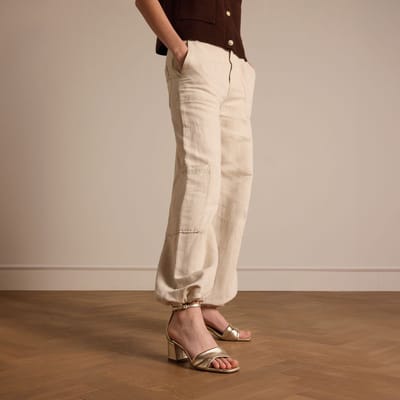 Manfield - Dames - Gouden leren sandalen met hak - Maat 36