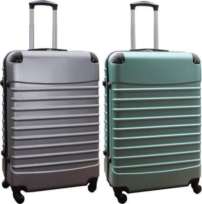 Travelerz kofferset 2 delig ABS groot - met cijferslot - 95 liter - zilver - groen
