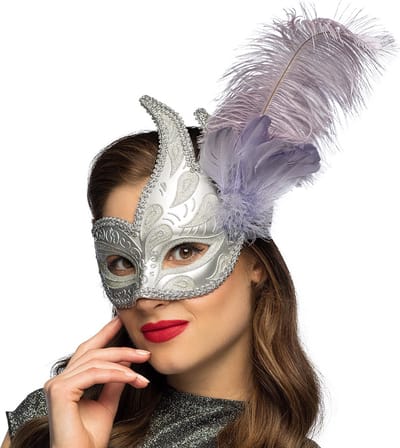 Boland - Masker Venice prezioso zilver Zilver - Volwassenen - Showgirl - Glamour - Carnaval accessoire - Venetiaans masker