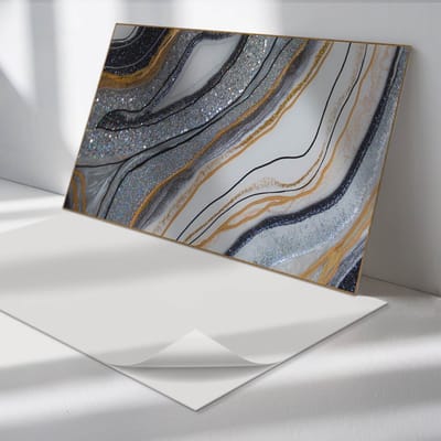 Wallfluent Vinyl Wandpaneel - Abstracte golven met gloed Zelfklevend Muurpaneel - 100 cm x 50 cm - Grijs Vinyl Wandpaneel - 1 stuk - Rechthoekig Wandbekleding Vinyl - Texturen Wandpaneel - Vinyl Wandbekleding - Wandpaneel Keuken en Badkamer