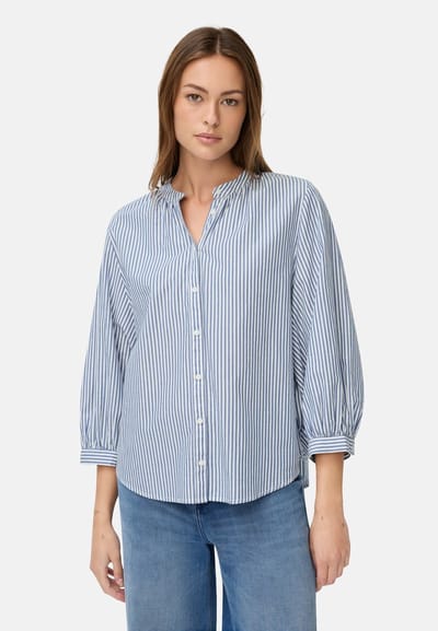 camel active Puur katoenen blouse - Maat womenswear-XXS - Blauw gestreept