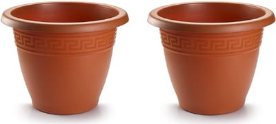 3x stuks bloempotten terra cotta rond diameter 30 cm - Bloemen/plantenbak/plantenpotten van kunststof