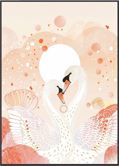 No Filter kinderkamer poster - Zwanen - Babykamer decoratie - 30x40 cm - A3 formaat - 1 stuks