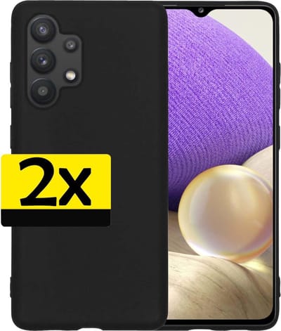 Hoesje - 2 Stuks - Geschikt voor Samsung Galaxy A32 4G - Sterk & Shockproof - Case Siliconen - Back Cover - Telefoon Hoes - Telefoonhoesjes - Zwart