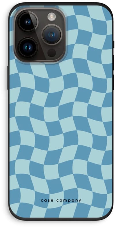 Case Company® - Hoesje geschikt voor iPhone 14 Pro Max hoesje - Grid Blauw - Biologisch Afbreekbaar Telefoonhoesje - Bescherming alle Kanten en Schermrand