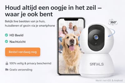 SNTIALS Slimme Huisdiercamera 1080p Full HD – Live Beeld via App | Bewegings- & Geluidsdetectie | Twee-weg Audio | Inclusief 32GB SD-kaart | Binnen Beveiligingscamera
