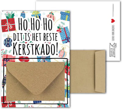 Geldkaart met mini Envelopje -> Kerst - No: 04 (HoHoHo dit is het Beste KerstKado - Kadootjes in verschillende kleuren) - LeuksteKaartjes.nl by xMar