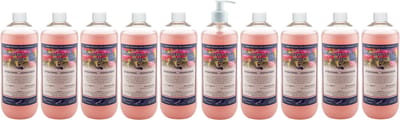 Handzeep Crème Rozen 1 liter - set van 10 stuks - met gratis pomp - Voordeelverpakking