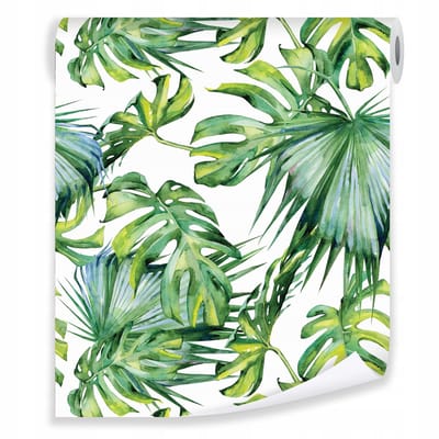 WALLARENA - Behang - Breedte 50 cm - Monstera bladeren patroon - Geschikt voor woonkamers, slaapkamers en kantoren - 10m