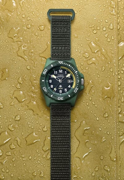 Timex Expedition Freedive Quartz Analoog Horloge Groen Kast Gemaakt Van 100% #Tide Ocean Material En Een Armband Van 100% #Tide Ocean Material 46 TW2Y61400AJ