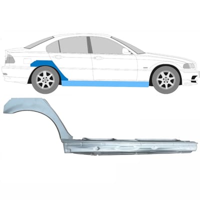 Volledige dorpel + reparatiepaneel achter spatbord voor BMW 3 E46 1998-2006