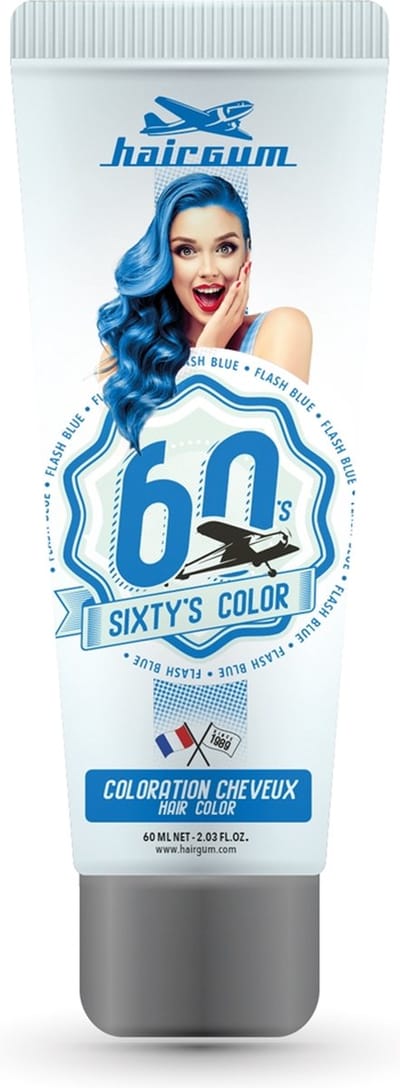Semi-permanente kleurstof Hairgum Sixty's Color flash blue (60 ml)