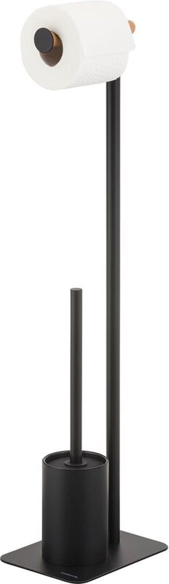 Sealskin Brix Toiletbutler vrijstaand - Toiletborstel met houder - wc rolhouder zonder klep - Zwart