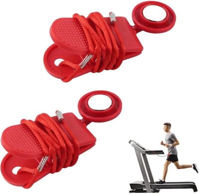 EXCITAT 2 stuks - Veiligheidssleutels - Veiligheidsslot voor loopband - Fitnessaccessoire - Compatibel met de meeste loopbandmodellen - Rood