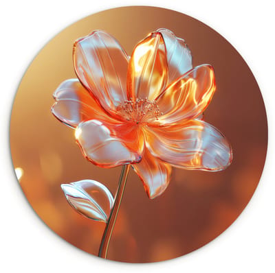 WallCircle® Wandcirkel 120x120 cm - Muurcirkel Glazen - Bloem - Zonlicht - Muurdecoratie woonkamer - Wanddecoratie slaapkamer - Kamer decoratie accessoires - Ronde schilderijen XXL