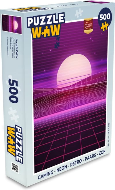 Puzzel Gaming - Neon - Retro - Paars - Zon - Gamen - Legpuzzel - Puzzel 500 stukjes