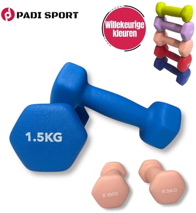 Padisport dumbells mix 0,5 en 1,5 kg - gewichten set halters - gewichten set dumbbell - dumbbells