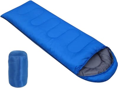 Slaapzak voor volwassenen - Kampeerzak Deelbaar - Buiten kamperen - Waterdicht en warm - 180+30x75 cm - Lichtblauw