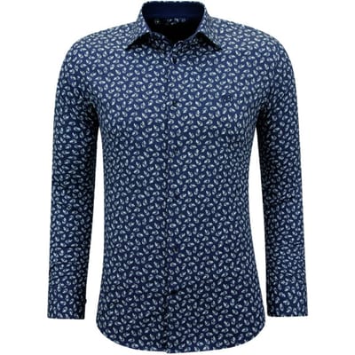 Katoenen Casual Overhemd Heren met Print - 3141 - Blauw