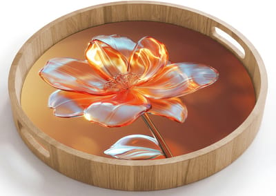 Dienblad rond 40x40 cm - Schootdienblad hout - Glazen - Bloem - Zonlicht - Borrelplank rechthoek - Plateau houten dienbladen