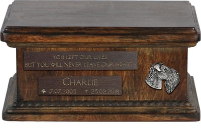 Houten urn voor Kerry Blue Terrier - gepersonaliseerde urn voor hondenas